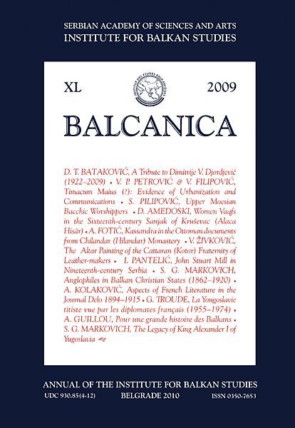 BALCANICA - Annual of the Institute for Balkan Studies XL