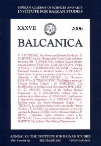 BALCANICA - Annual of the Institute for Balkan Studies XXXVII