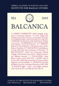 BALCANICA - Annual of the Institute for Balkan Studies XLI