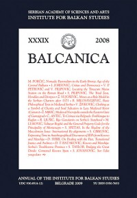 BALCANICA - Annual of the Institute for Balkan Studies XXXIX (2008)
